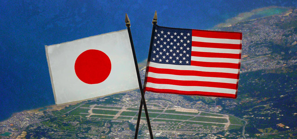 日本と米国合衆国の国旗イメージ